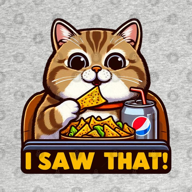 I Saw That meme Tabby Cat Couch Potato Nachos Soft Drink by Plushism